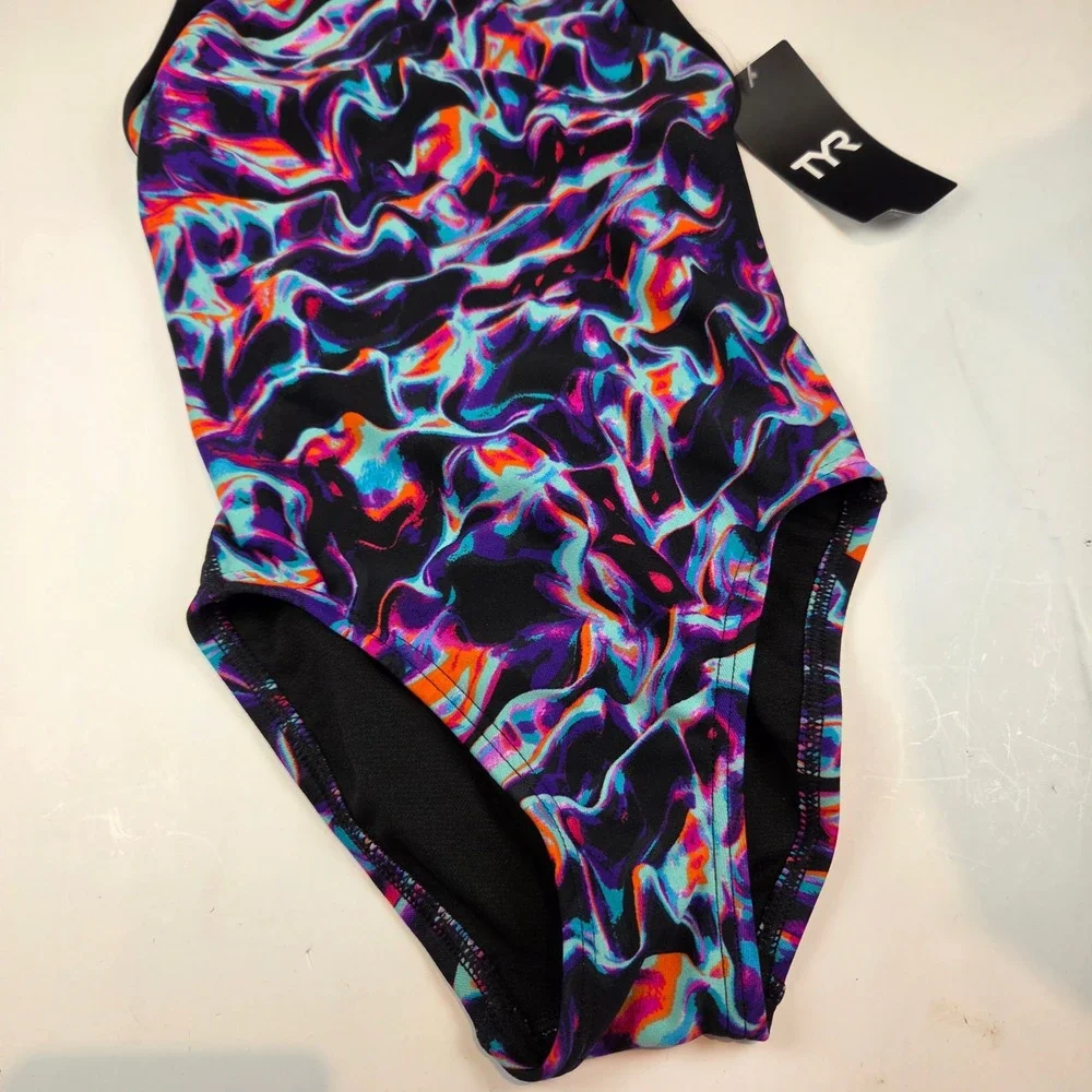TYR One Piece Kids 6 Multi Marble Swirl Durafast Elite Swimsuit 688 NWT‎